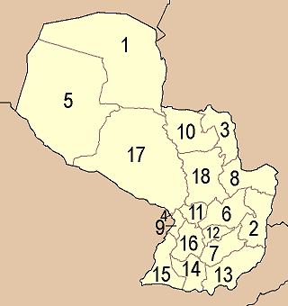 Departamentos und Hauptstädte in Paraguay